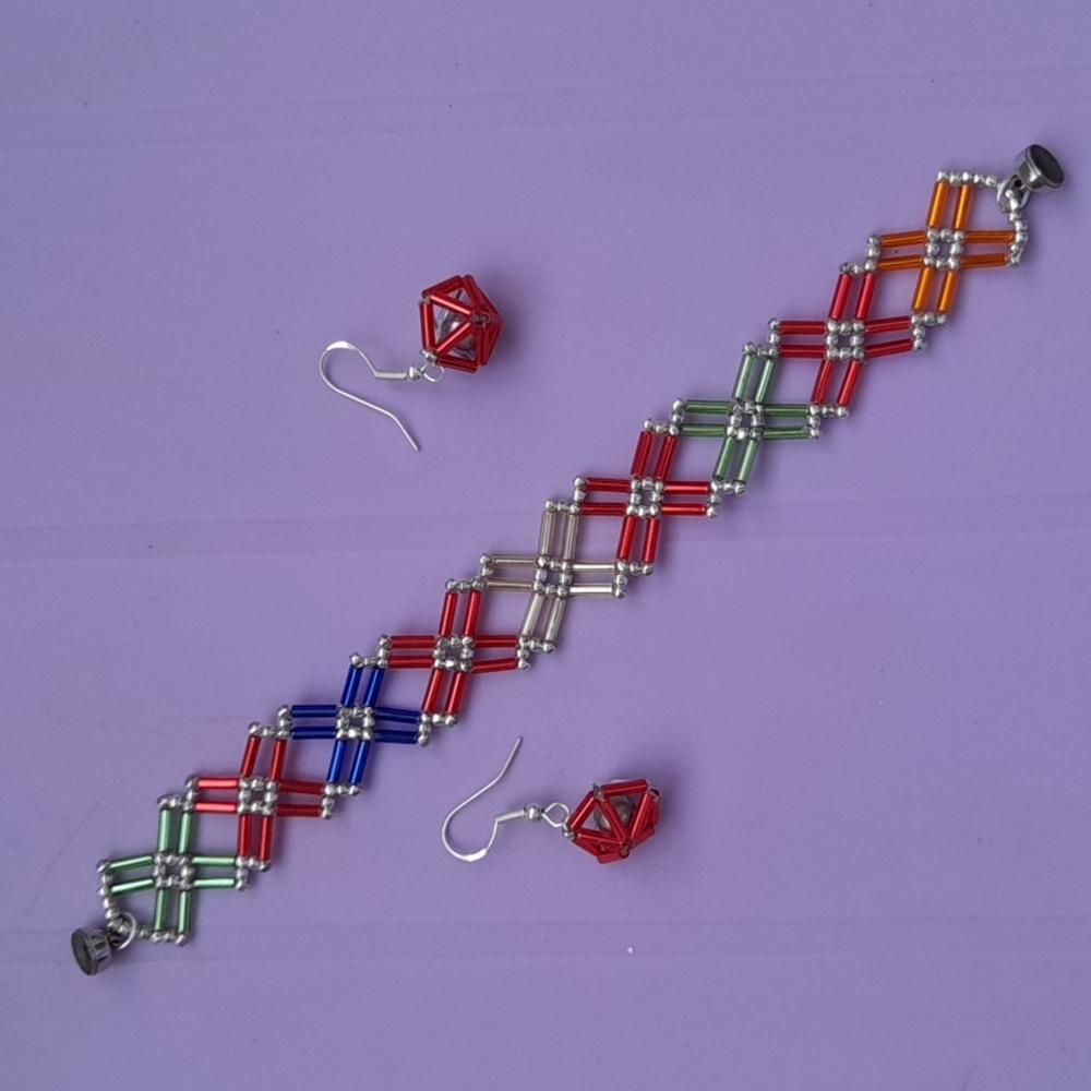 Colorful Bugle Beads Bracelet Set